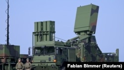Part of an IRIS-T air defense system at an army barracks in Panker, northern Germany