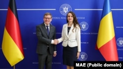 Ministrul german de externe Johann David Wadephul, primit de șefa diplomației române, Oana Țoiu, la sediul MAE din București, 14 octombrie 2025