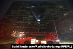 Последствия попадания дрона в жилой дом в Печерском район Киева, 10 октября 2025 года