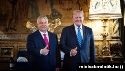 Прем'єр-міністр Угорщини Віктор Орбан та кандидат у президенти США Дональд Трамп, Мар-а-Лаго, Флорида, 11 липня 2024 року