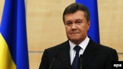 Віктар Януковіч падчас звароту да ўкраінцаў з расейскага Растова-на-Доне, 2014 год